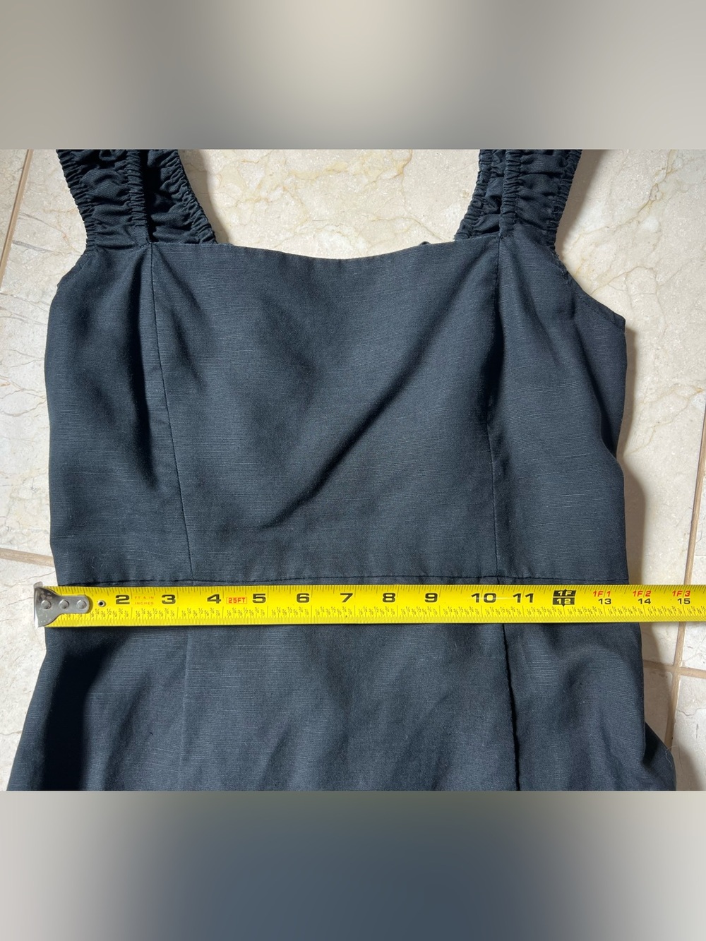 Zara Black Linen-Blend Maxi Dress Lace-Up Tie Back Square Neck Side Slit Medium - Picture 9 of 12